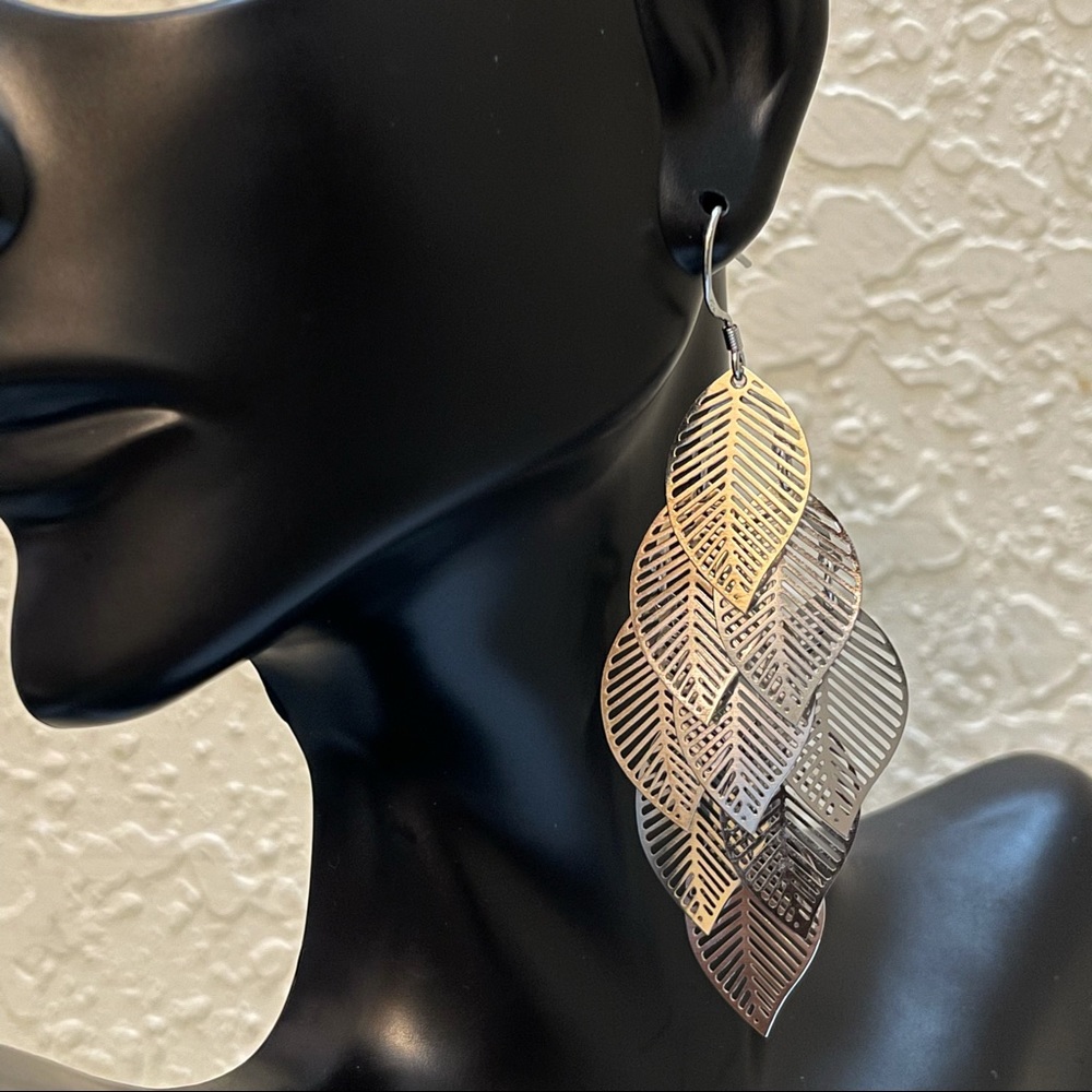 925 Sterling Silver Leaf Floral Elegant Dangle Earrings